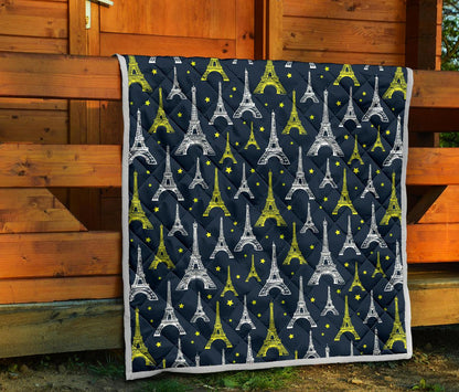Eiffel Tower Star Print Premium Quilt-JTAMIGO.COM