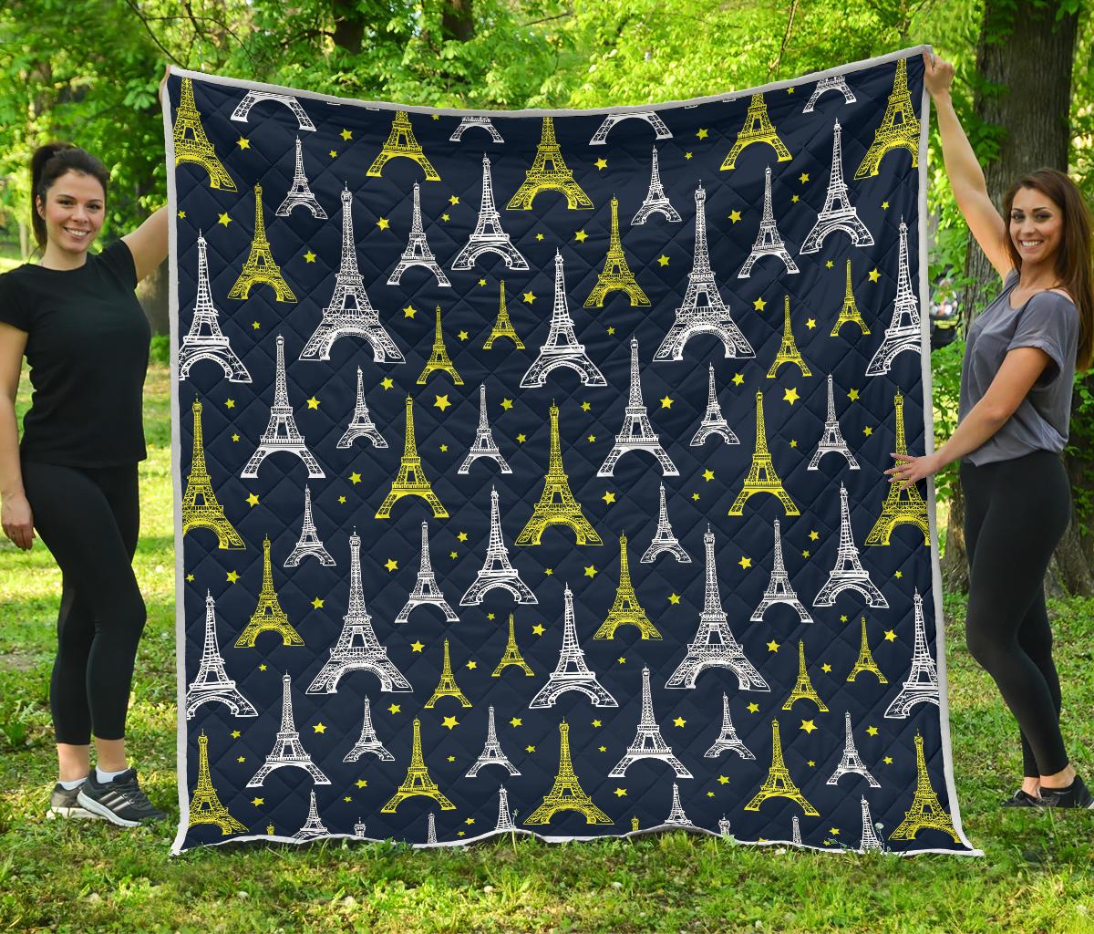 Eiffel Tower Star Print Premium Quilt-JTAMIGO.COM