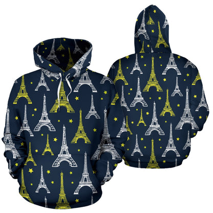 Eiffel Tower Star Print Pullover Hoodie