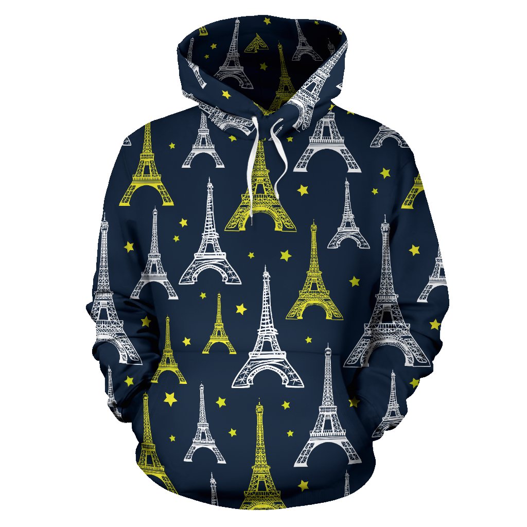 Eiffel Tower Star Print Pullover Hoodie