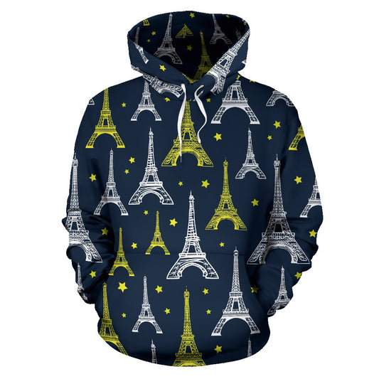 Eiffel Tower Star Print Pullover Hoodie