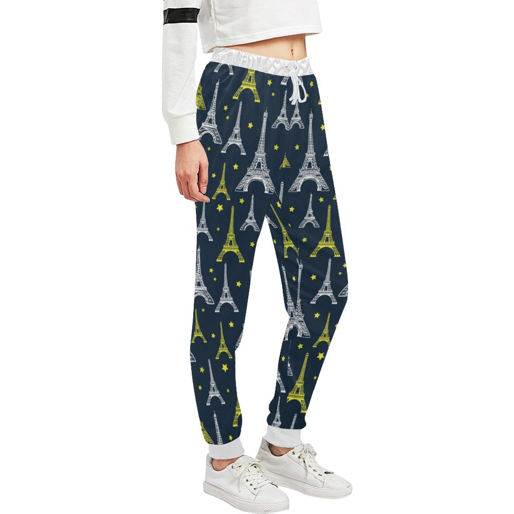 Eiffel Tower Star Print Unisex Casual Sweatpants (Model L11)-JTAMIGO.COM