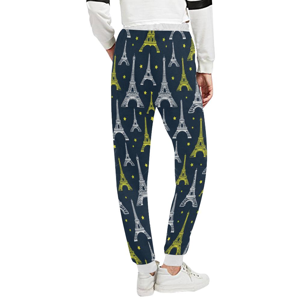 Eiffel Tower Star Print Unisex Casual Sweatpants (Model L11)-JTAMIGO.COM