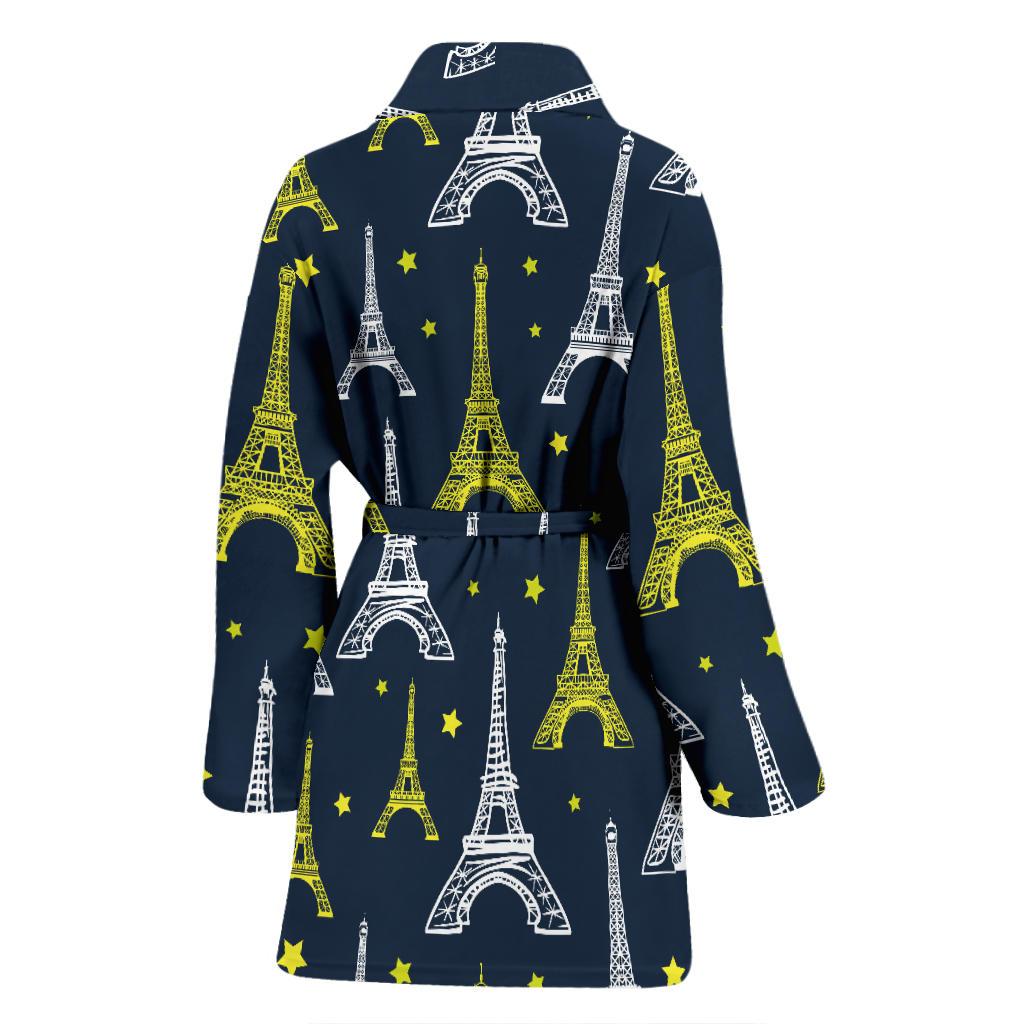Eiffel Tower Star Print Women Bath Robe-JTAMIGO.COM