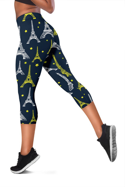 Eiffel Tower Star Print Women Capris