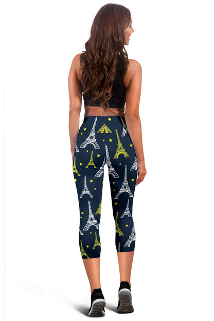 Eiffel Tower Star Print Women Capris