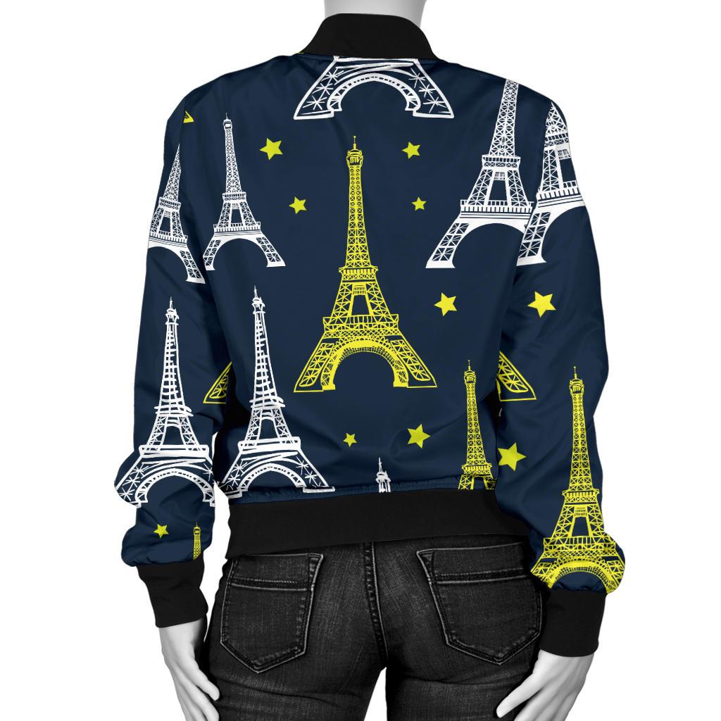 Eiffel Tower Star Print Women Casual Bomber Jacket