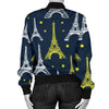 Eiffel Tower Star Print Women Casual Bomber Jacket