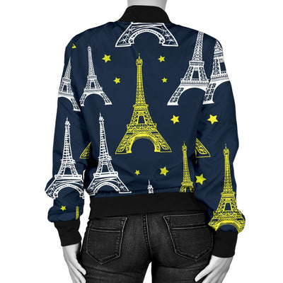 Eiffel Tower Star Print Women Casual Bomber Jacket
