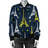 Eiffel Tower Star Print Women Casual Bomber Jacket