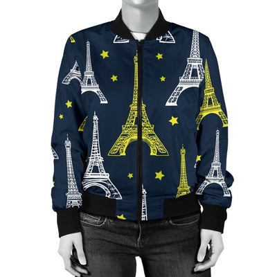 Eiffel Tower Star Print Women Casual Bomber Jacket