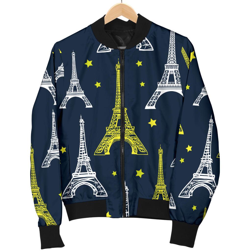 Eiffel Tower Star Print Women Casual Bomber Jacket