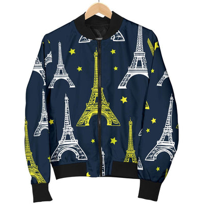 Eiffel Tower Star Print Women Casual Bomber Jacket