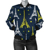 Eiffel Tower Star Print Women Casual Bomber Jacket