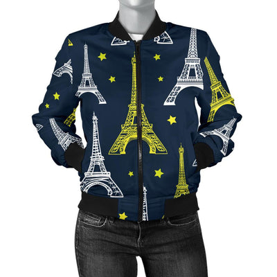 Eiffel Tower Star Print Women Casual Bomber Jacket