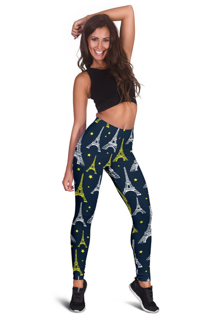 Eiffel Tower Star Print Women Leggings