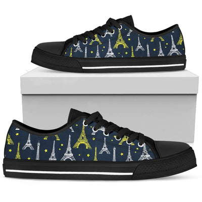 Eiffel Tower Star Print Women Low Top Shoes