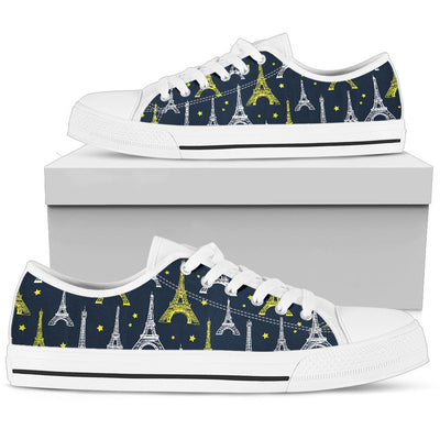 Eiffel Tower Star Print Women Low Top Shoes