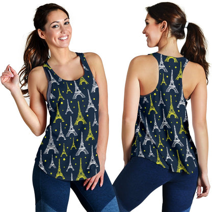 Eiffel Tower Star Print Women Racerback Tank Top