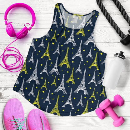 Eiffel Tower Star Print Women Racerback Tank Top
