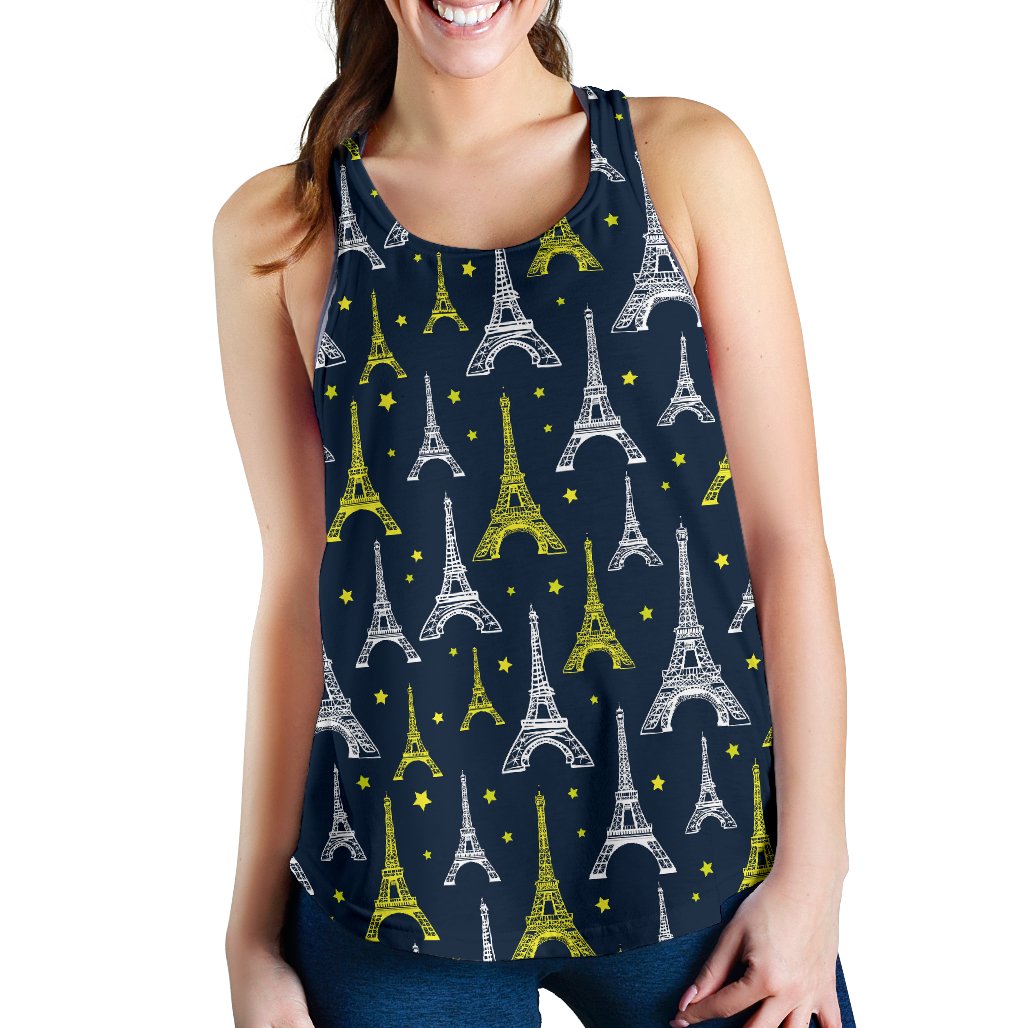 Eiffel Tower Star Print Women Racerback Tank Top