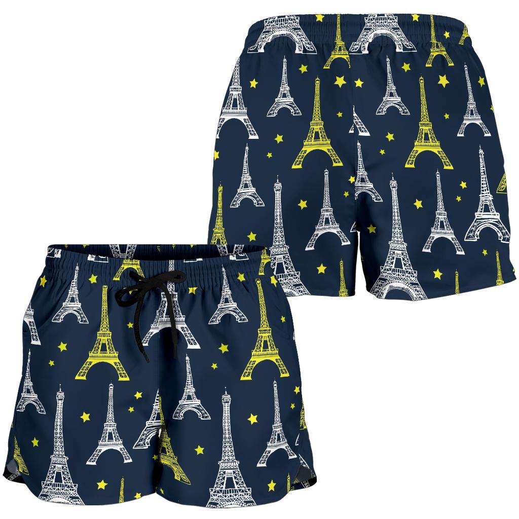 Eiffel Tower Star Print Women Shorts-JTAMIGO.COM