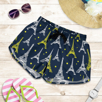 Eiffel Tower Star Print Women Shorts-JTAMIGO.COM