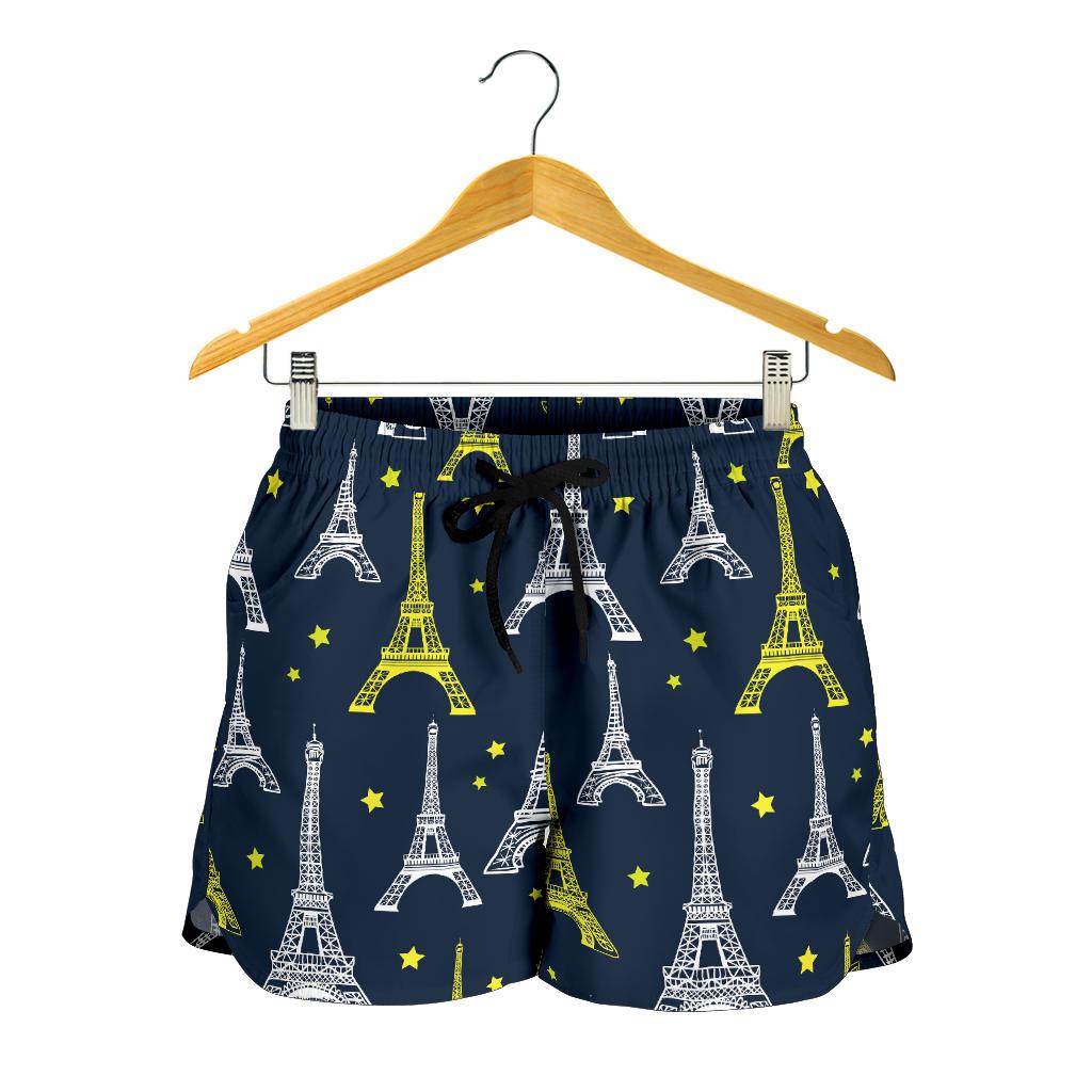 Eiffel Tower Star Print Women Shorts-JTAMIGO.COM