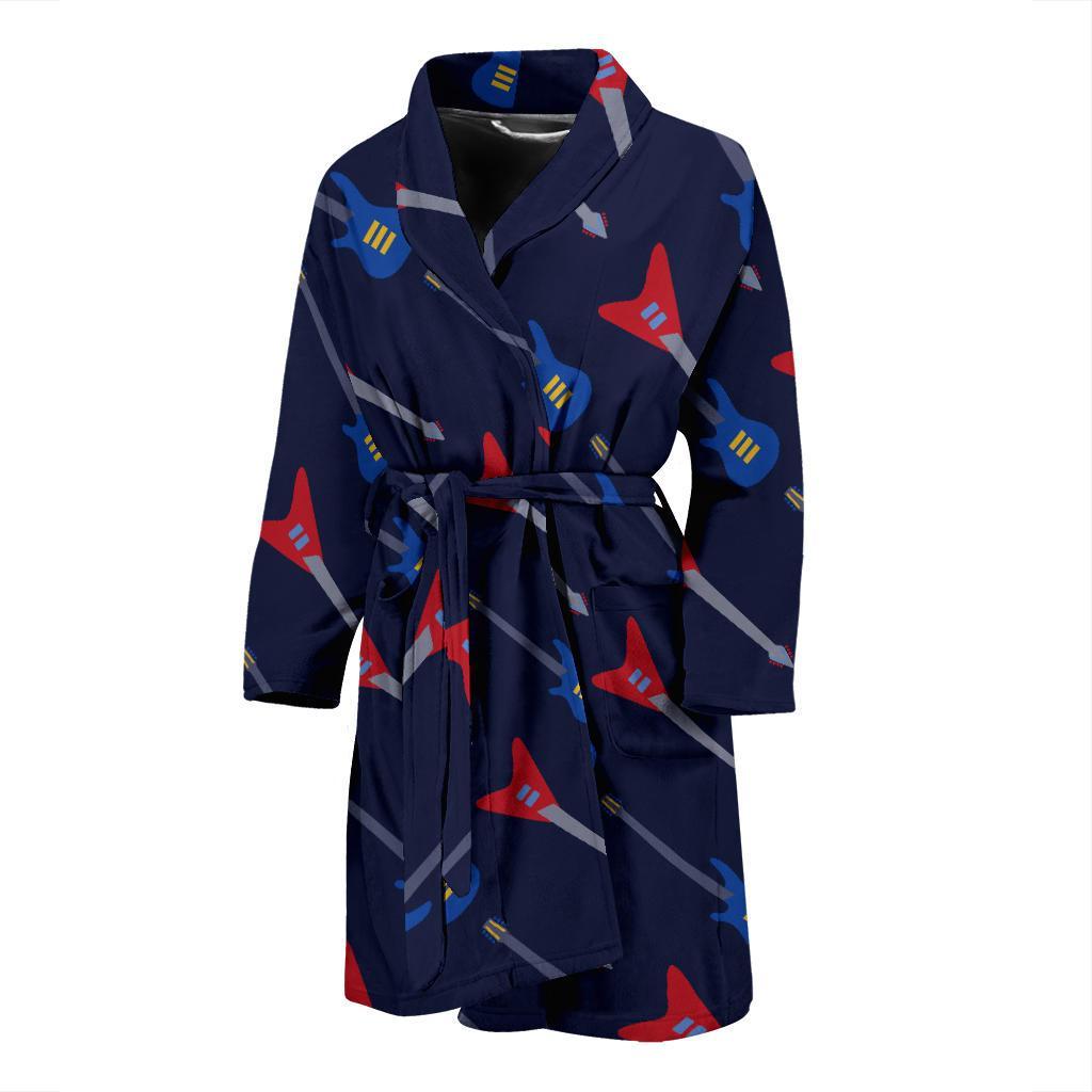 Electric Guitar Pattern Print Design 01 Men Bathrobe-JORJUNE.COM