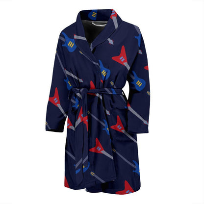 Electric Guitar Pattern Print Design 01 Men Bathrobe-JORJUNE.COM