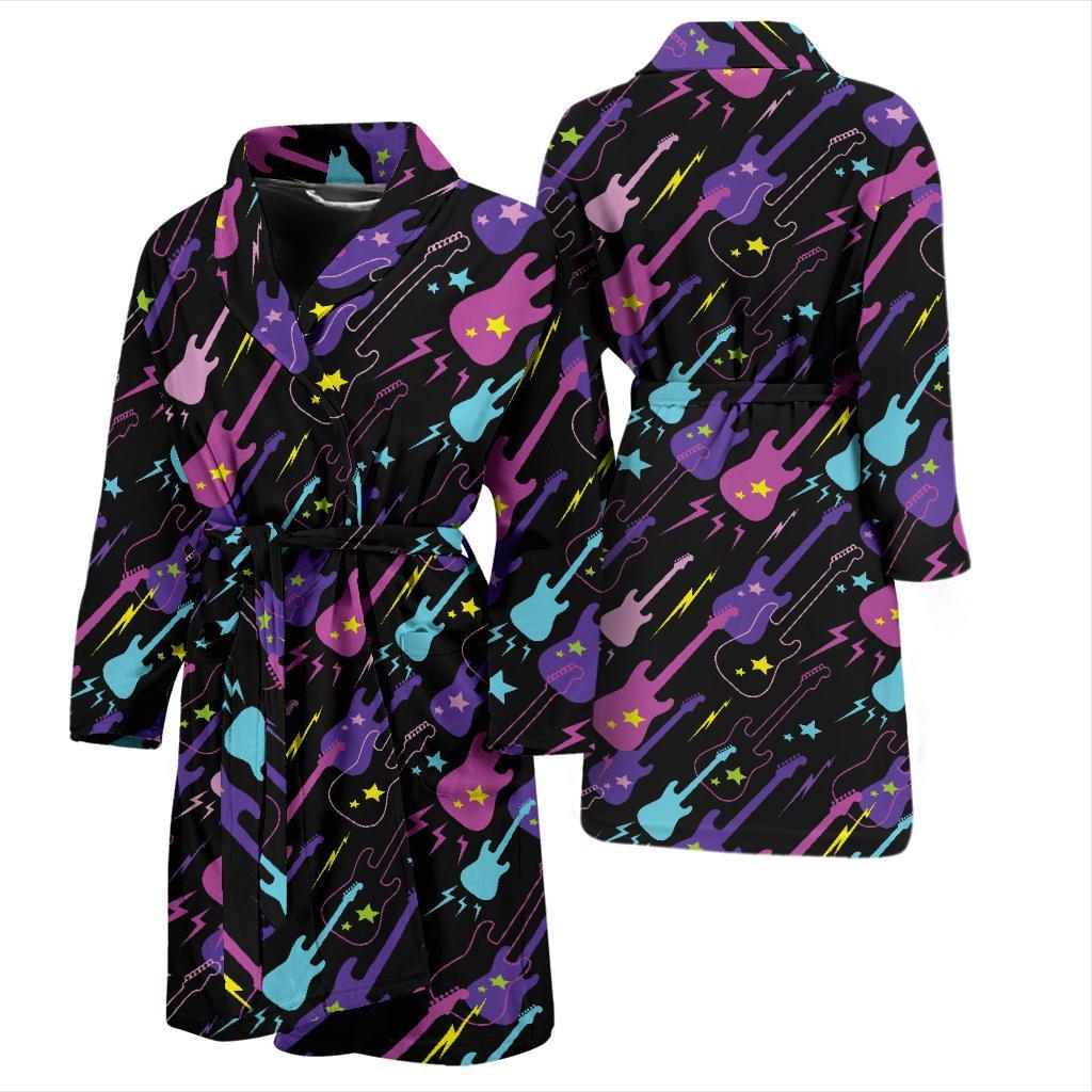 Electric Guitar Pattern Print Design 02 Men Bathrobe-JORJUNE.COM