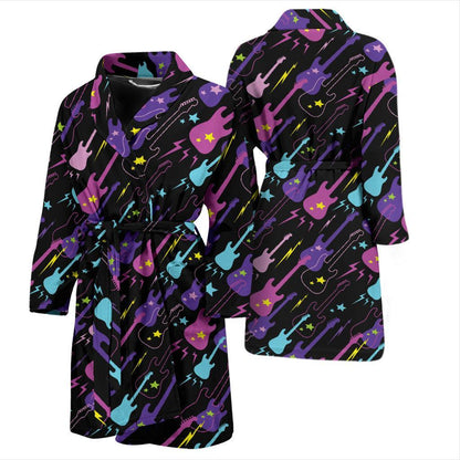 Electric Guitar Pattern Print Design 02 Men Bathrobe-JORJUNE.COM