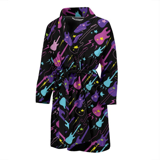 Electric Guitar Pattern Print Design 02 Men Bathrobe-JORJUNE.COM