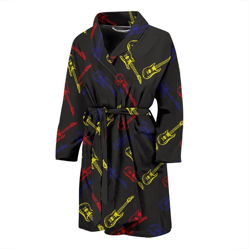 Electric Guitar Pattern Print Design 03 Men Bathrobe-JORJUNE.COM