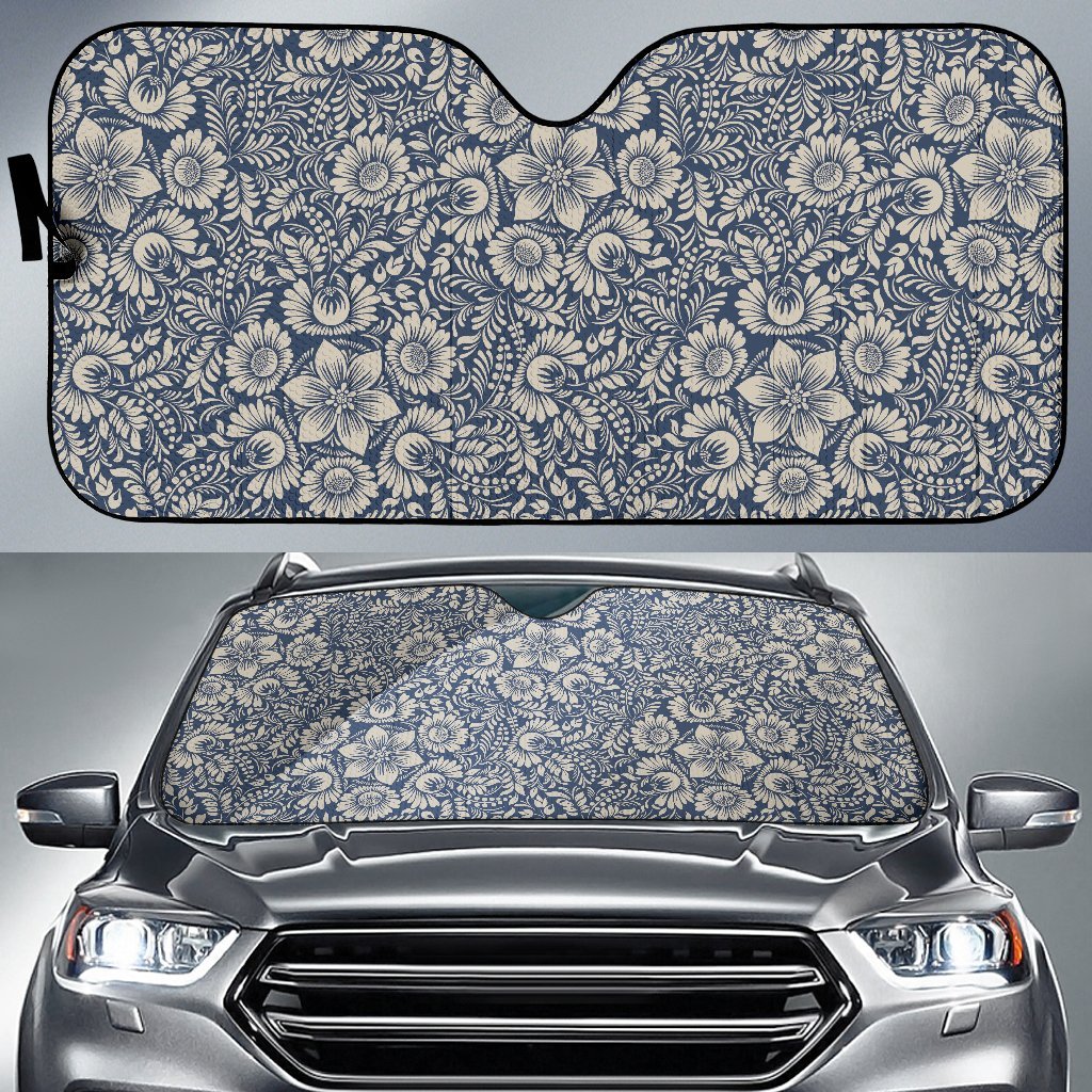 Elegant Floral Print Pattern Car Sun Shade For Windshield