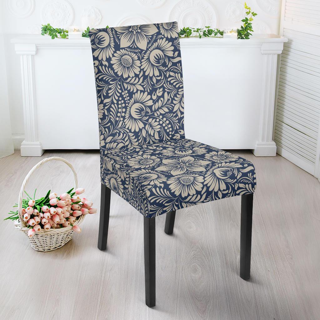 Elegant Floral Print Pattern Dinning Chair Slipper-JTAMIGO.COM