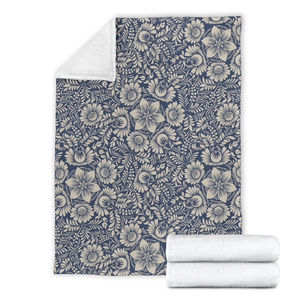 Elegant Floral Print Pattern Fleece Blanket