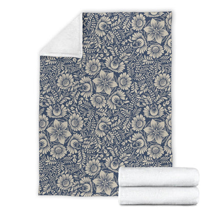 Elegant Floral Print Pattern Fleece Blanket