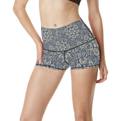 Elegant Floral Print Pattern High Waisted Spandex Shorts-JTAMIGO.COM