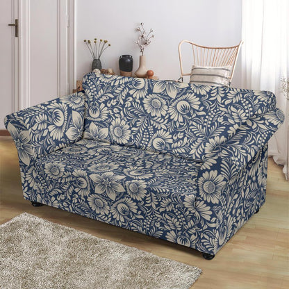 Elegant Floral Print Pattern Loveseat Slipcover-JTAMIGO.COM