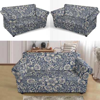 Elegant Floral Print Pattern Loveseat Slipcover-JTAMIGO.COM