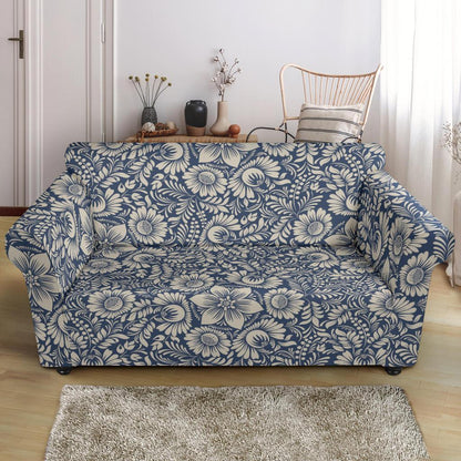Elegant Floral Print Pattern Loveseat Slipcover-JTAMIGO.COM