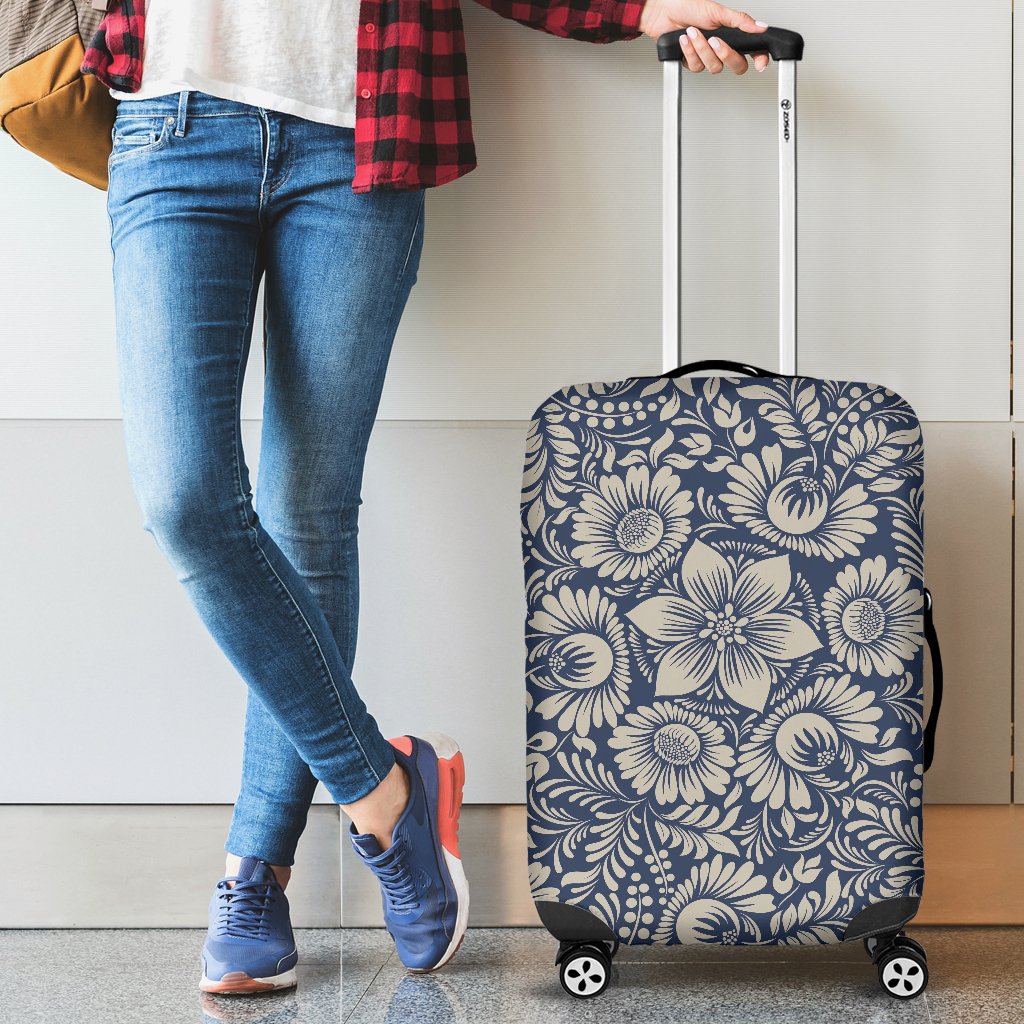 Elegant Floral Print Pattern Luggage Cover Protector