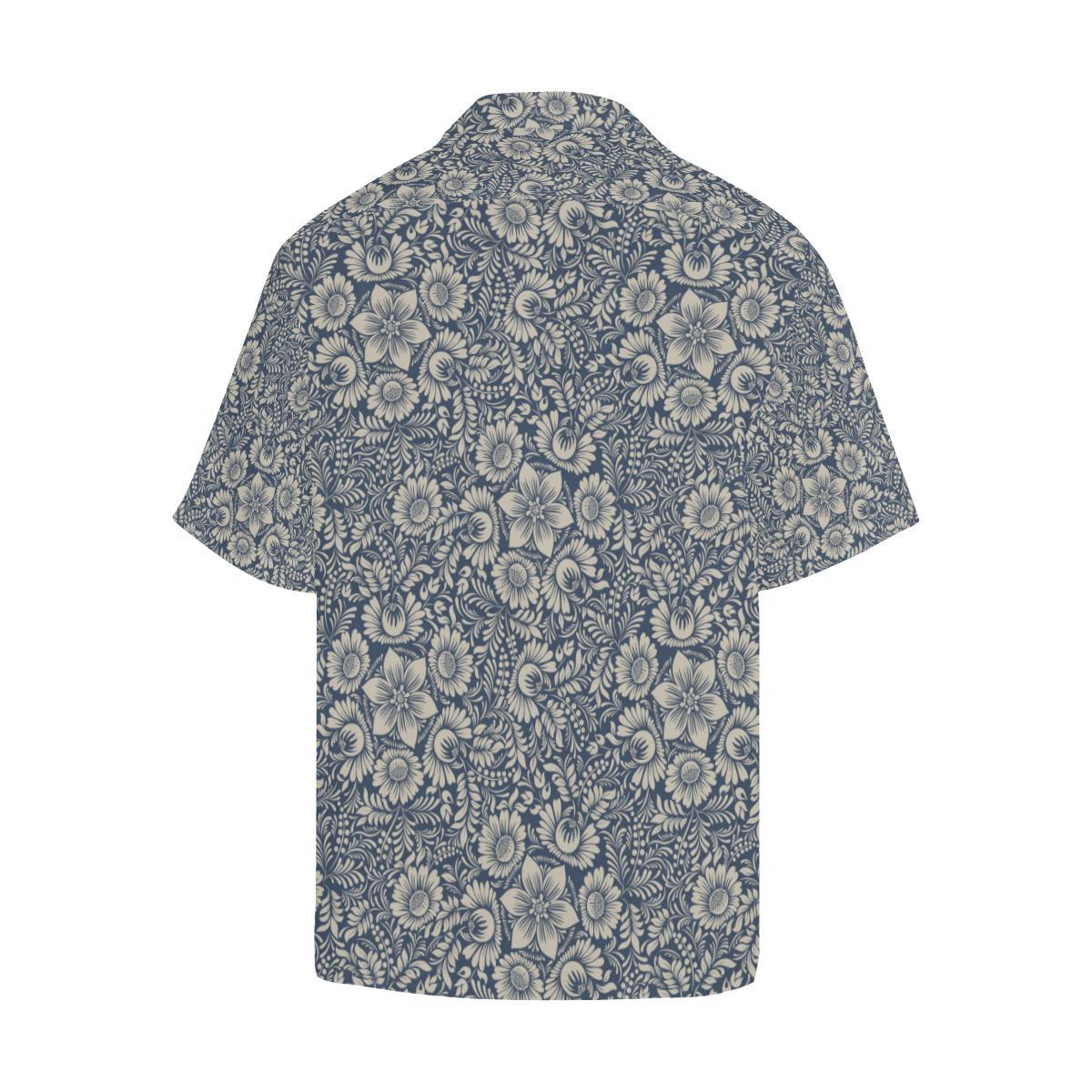 Elegant Floral Print Pattern Men Aloha Hawaiian Shirt
