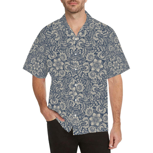 Elegant Floral Print Pattern Men Aloha Hawaiian Shirt