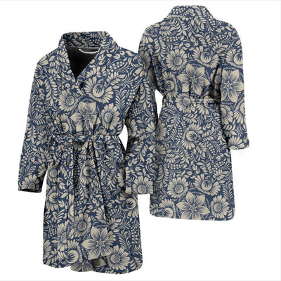 Elegant Floral Print Pattern Men Bath Robe-JTAMIGO.COM