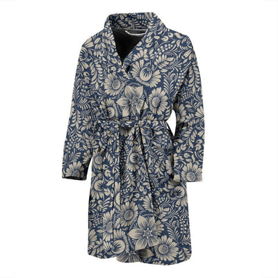 Elegant Floral Print Pattern Men Bath Robe-JTAMIGO.COM