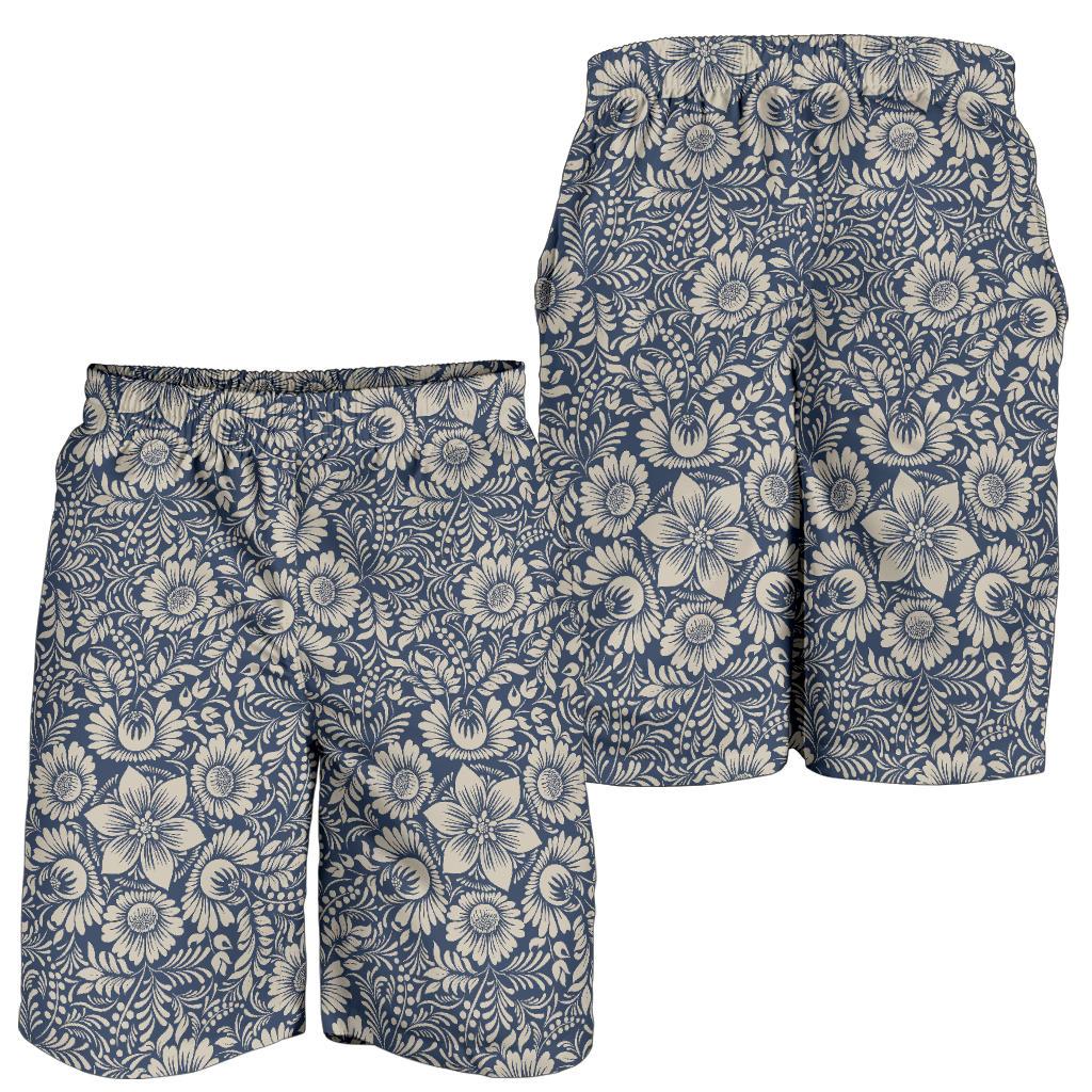 Elegant Floral Print Pattern Mens Shorts-JTAMIGO.COM