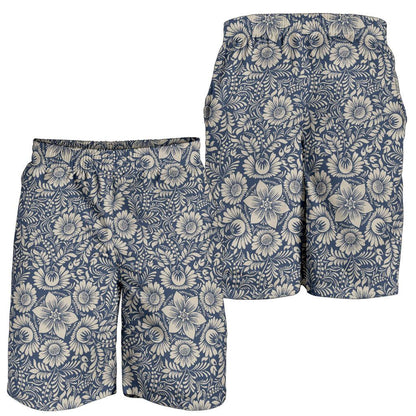 Elegant Floral Print Pattern Mens Shorts-JTAMIGO.COM