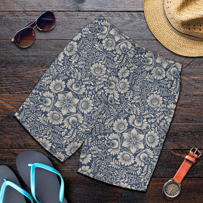 Elegant Floral Print Pattern Mens Shorts-JTAMIGO.COM